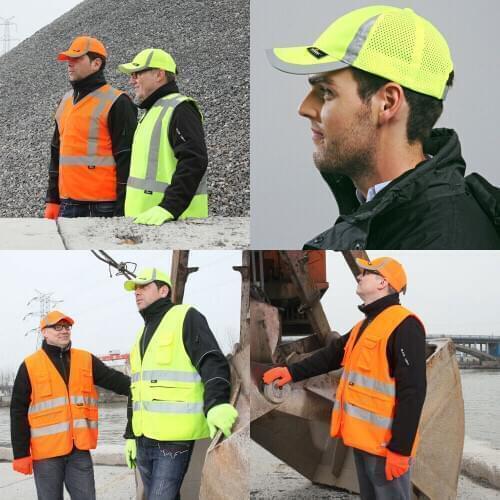 Brand New 2019 Mens Outdoor Cap Reflective Baseball Hat Structured Safety Orange or Yellow Moisture Wicking Structured Hat