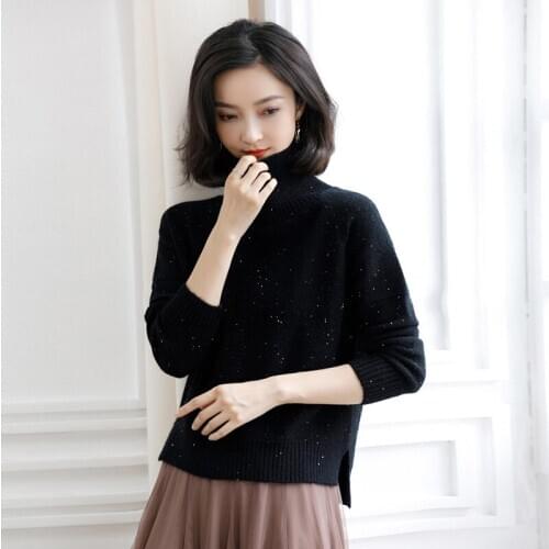 New 2019 Lady Turtleneck Knit Blouse Wool Tops High Collar Sweater Jumper Solid Colors