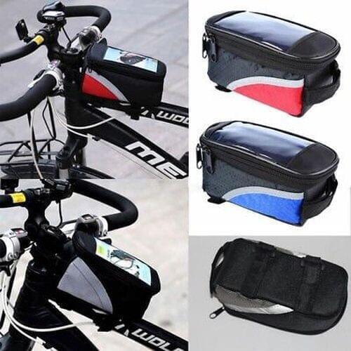 2020 New Fashion Waterproof Cycling Mountain Bike Bicycle Front Frame Pannier Tube Bag For Phone Multi-Functional Portable Bag