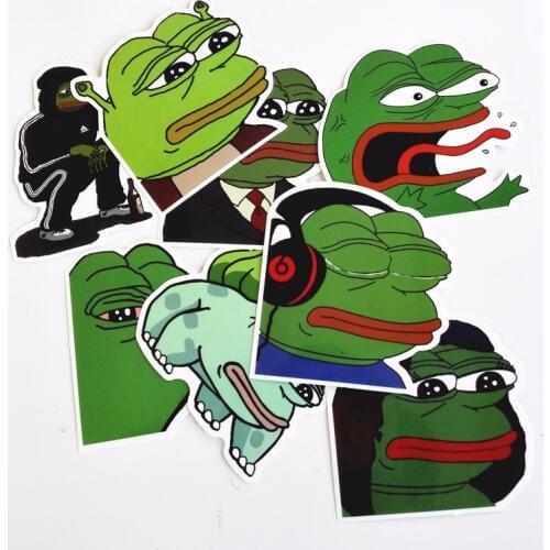 2021 NEW Funny Sticker 8Pcs/Lot Pepe Sad Frog For Car Laptop Luggage Skateboard Motorcycle Snowboard Phone Decal Toy Stickers