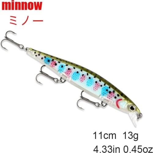 New 3D Eyes Mixed Colors Fishing Lure Set 11Cm/13G Minnow Wobbler Crankbaits Treble Hooks Fishing Tackle Artificial Plastic