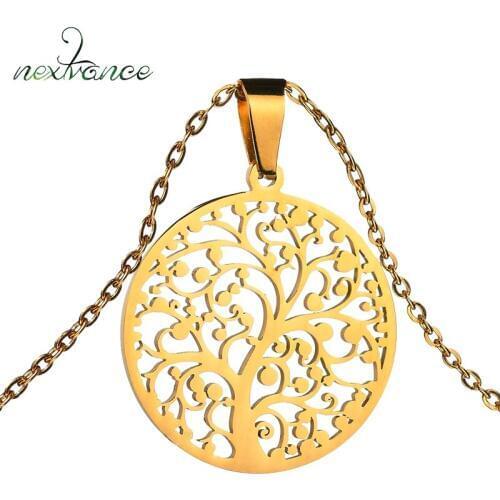Nextvance Hollow Out Tree of Life Pendant Necklace 1pc Religion Statement Big Necklace for Christmas Gift Collane Donna