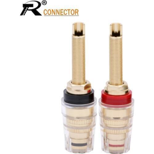 20pcs Gold Plated Brass 5Way Speaker Binding Post Amplifier Banana Jack Connector Hifi Audio Terminal Long Thread Conductor