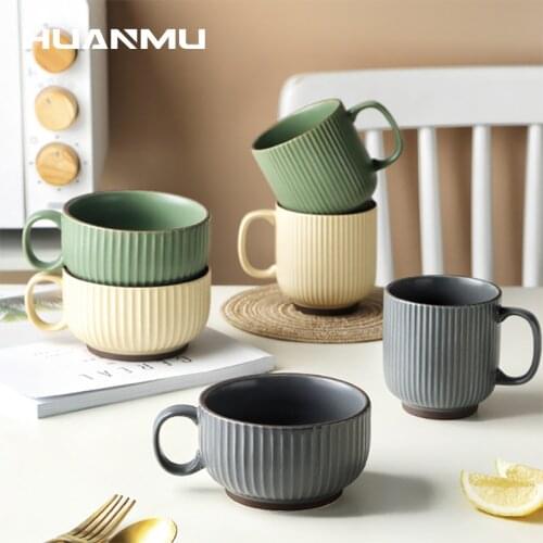 Simple Coffee Cup Large Capacity Mug Ceramic Drinking Cup Household Office Oatmeal Breakfast Cups Suitable for Microwave Oven