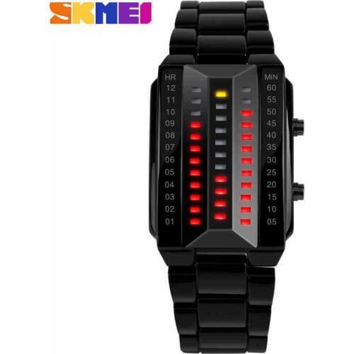 Fashion SKMEI Watch LED Men Women Watches Stainless Steel Luminous Electronic Display Sport Watches Wateproof Relogio masculino