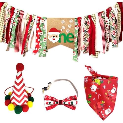 Christmas Dog 1st First Birthday Party Supplies Hat Banner Bandana Bowtie