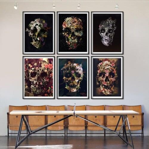 Self-adhesive Wall Stickers Abstract Human Bones Anatomy Skull Animals Wall Art Nordic Poster Wall Picture For Living Room Decor