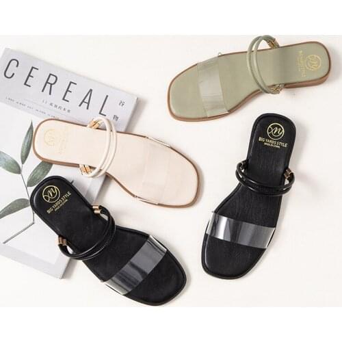 Roman clear open toe sandals women front&rear strap gladiator sandalias fairy non-slip square toe trassparent beach shoes women