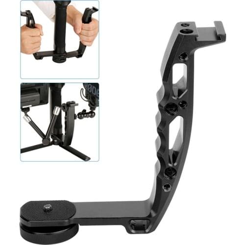 Gimbal L Bracket Handle Grip Stabilizer 1/4" Screw with Cold Shoe Mount for DJI Ronin-S Zhiyun Crane 2/3 Feiyu AK4000 Moza Air 2