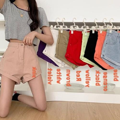 Summer Womens Denim Shorts Fitness Loose Rolling Edge Straight Pants High Waist Thinning Wide Leg Pants Shorts Clothing Plus Si