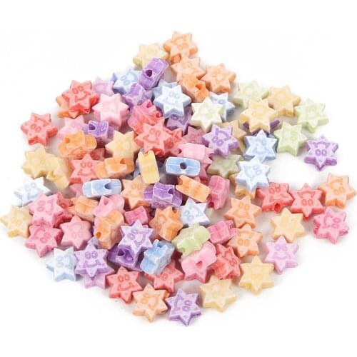 Mixed Five-Pointed Star Smiley Acrylic Beads Charm Loose Spacer Beads For Jewelry Making DIY Needlework Bracelet Accessories