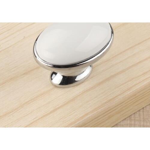 Modern simple fashion white ceramic drawer tv cabiinet shoe cabinet knobs pulls silver chrome kitchen cabinet cupboard handles