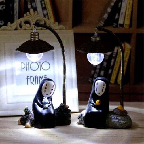 Faceless Man Led Light Miyazaki Animation Spirited Away No Face Man Night Light Lamp Resin Ornaments Craft Kids Birthday Gifts