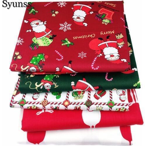 Syunss 5pcs 40*50cm Christmas Series Cotton Fabric DIY Sewing Patchwork Kids Bedding Bags Tilda Doll Baby Cloth Textiles Tissus