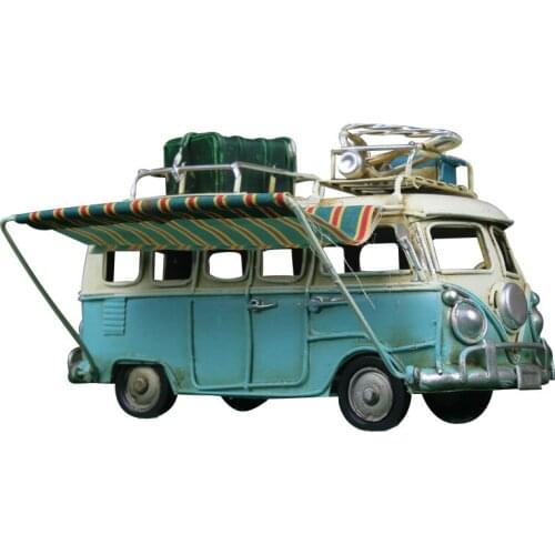 Home Decoration Classic Metal Bus Model Ornaments Antique Bus Figurines Metal Crafts Photography Props Kids Toys Birthday Gifts