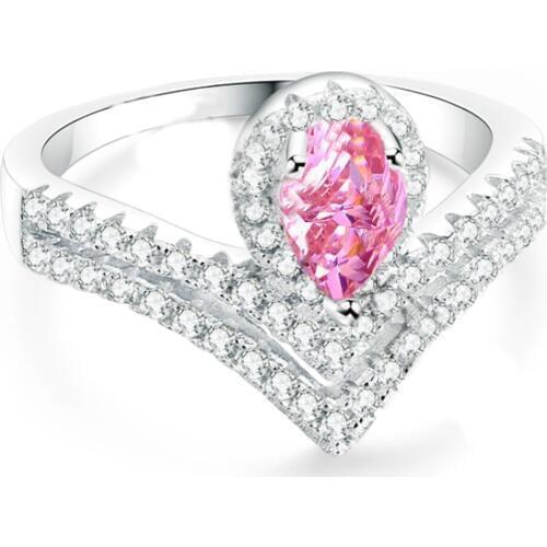 YaYI Fashion Women Jewelry Ring 2CT Pink Zircon CZ Silver Color Engagement Rings Wedding Rings Party Rings Gift