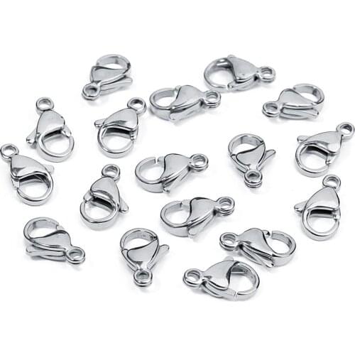 25pcs Lobster Clasps Stainless Steel Jewelry Finding Clasp Hooks for Diy Necklace & Bracelet Chain Making 6/7/8/9MM