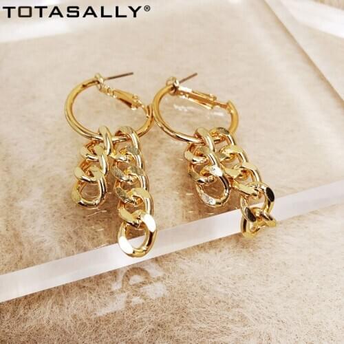 TOTASALLY Fashion punk metal style link chain pendant hoop earrings for women party show night club gift jewlries dropship