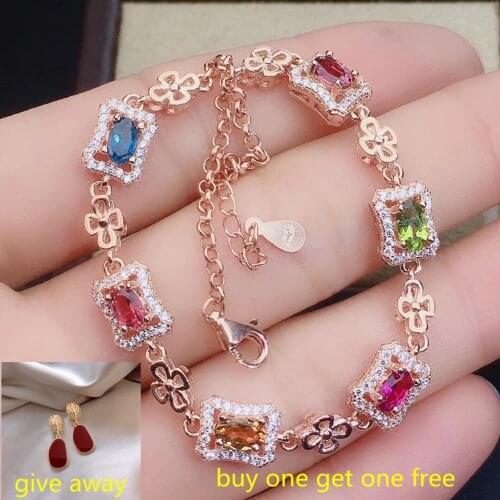 KJJEAXCMY fine jewelry natural Tourmaline 925 sterling silver new women gemstone hand bracelet support test luxury elegant