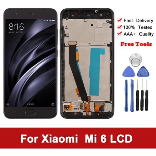 LCD For Xiaomi Mi 6 LCD Display Touch Screen Digitizer With Frame For Xiaomi mi6 LCD Screen Replacement Parts With Fingerprint