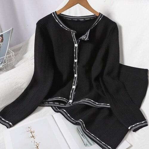 Winter Pleated Knitted Suit Looks Thin And Versatile Cardigan Top + High Waist Skirt 2-piece Womens Set