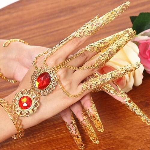 1 Pair India Belly Dance Finger Nail Sleeve Dance Thousand-hand Bodhisattva Bracelet Gold Long Nails Dance Accessories Adult Kid