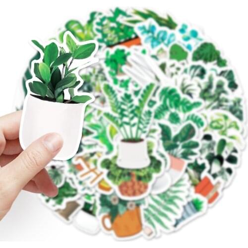 10/50PCS Environmental Protection Green Plants Stickers DIY Bike Guitar Laptop Waterproof PVC Classic Toy Sticker Decals