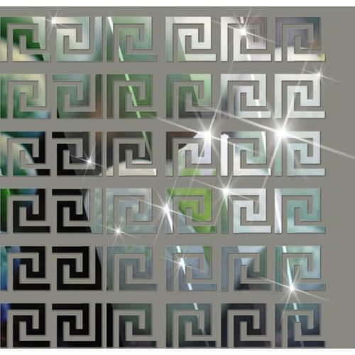 10pcs Geometric Waist Line Mirror Wall Sticker DIY 3D Acrylic Mirrored Home Decor Stickers Living Room Baseboard Decals 10*10CM