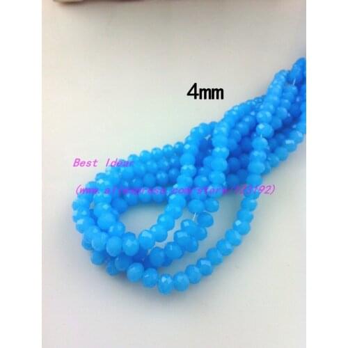 1000 Pcs The Lake Blue color Cut Faceted Crystal Glass Rondelle Spacer Beads 4x3mm Free Shipping