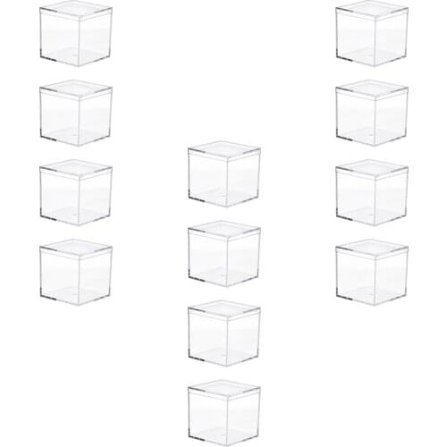 12Pcs Acrylic Transparent Box Creative Square Container Candy Gift Packing Box