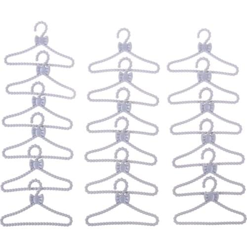 20 PCS / Pack Mini Cute Wardrobe Dress Coat Clothes Lovely Gray Hangers Plastic Accessories For girl Doll doll house Gift Toy