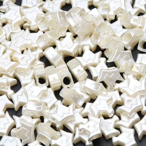 50pcs 12*15mm Beige Crown Imitation Pearl Beads Big Hole Spacer Acrylic Beads For Diy Jewelry Making Necklace Bracelet