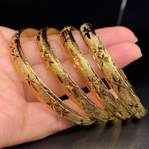 8mm 4pcs/lots Ethiopian Ethiopia Bangles for Women Europe Gold Bangles Arab African Bracelets Middle East Bride Jewelry Gift