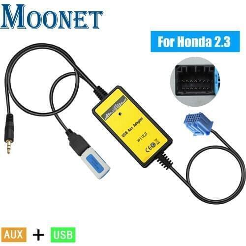 Moonet Car Audio MP3 AUX USB Adapter 3.5mm AUX Interface CD changer For Honda 2.3 Accord Odyssey CRV Pilot S2000 QX006