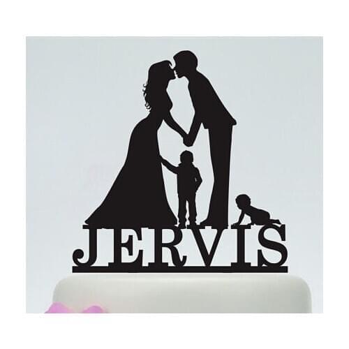 Acrylic wedding Cake Toppers family of four couples custom bride groom name and date bridal shower party decorations
