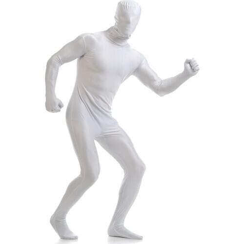 Free shipping Zentai Full Body Skin Suit Catsuit Halloween Costumes customized for open eyes mouth can add crotch zipper