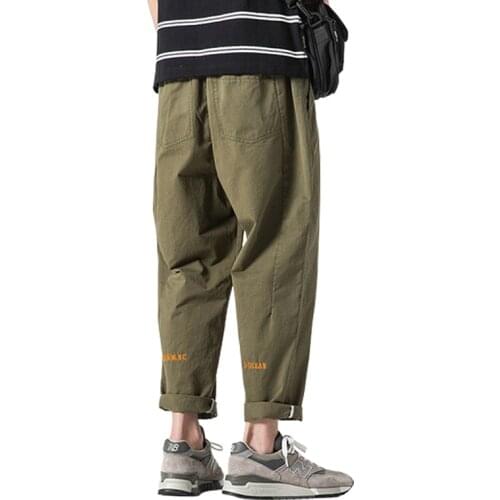 Men Harem Cargo Pants 2021 Spring New Casual Loose Solid Color Hip Hop Straight-Leg Bottoms Harajuku Streetwear Jogging Trousers