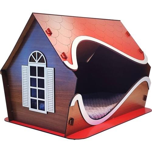 BTF Market BTF-104 Cat House and Dog House Portable, wood 3mm Mdf Easy Clean Small breed Dogs suitable for