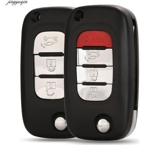 Jingyuqin Remote Car Flip Key Case Shell For Mercedes Benz Smart Fortwo 453 Forfour 2015-2017 3/4 Buttons Fob Replacement