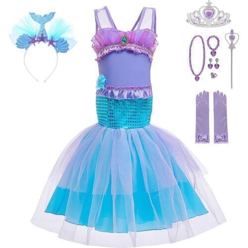 Girls Little Mermaid Ariel Princess Dress Fancy Girls Costumes Baby Girl Mermaid Dress Children Carnival Cosplay Party Costumes
