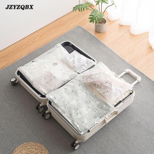 5 Pcs/Lot Travel Sealed Bag Clothing Classify Travel Bag Clear Bag PE Zipper Frosted Bag