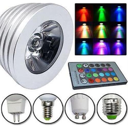 E27 3W 90-240V 16 Colors Changing RGB LED Lamp Spot Light RGB LED Bulb Lamp Spotlight with 24key Remote Control Free Shipping