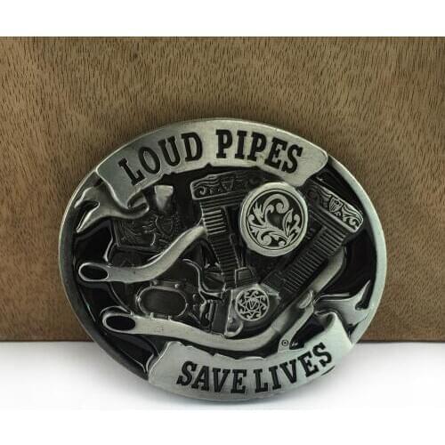 BuckleClub zinc alloy LOUD PIPES motor engine jeans gift cowboy belt buckle FP-03116-2 for men 4cm width loop drop shipping
