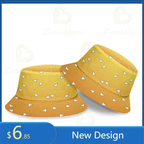 Anime Demon Slayer Kimetsu No Yaiba Cosplay Sunscreen Fisherman Hat Summer Outdoor Sunscreen Sun Hat