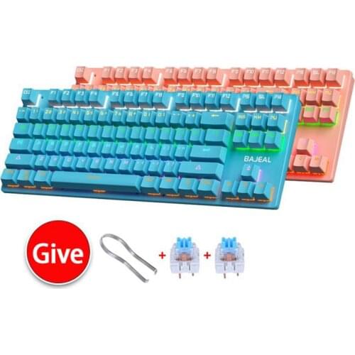 K300 Green Axis Ergonomics Mechanical Keyboard Blue Switch Wired 87-key Gaming Keyboard For Desktop PC Support Backlight