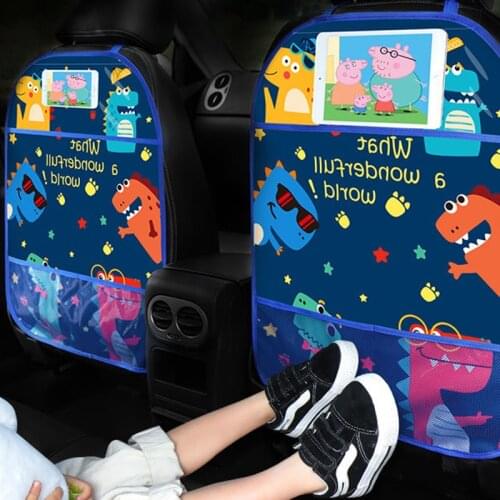 Cute Cartoon Car Seat Kid Protector Auto Seat Back Cover for Children Kids Baby Oxford Cloth with PVC Waterproof Anti Kick Mat