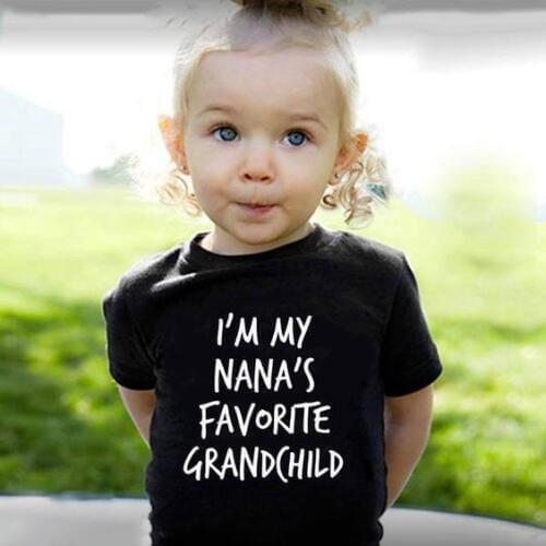 Fashion Children New T-shirt I'm Nanas Favorite Grandchild Letter Print Kids Unisex T-Shirt Boys Girls Long Sleeve Tops Tees