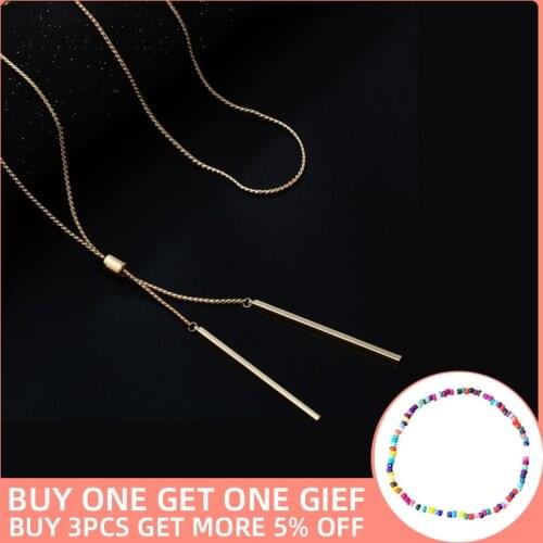 Shineland Fashion Long Necklaces For Women Tassel Pendant Sweater Necklace Kolye Metal Link Chain Fashion Jewelry collier femme