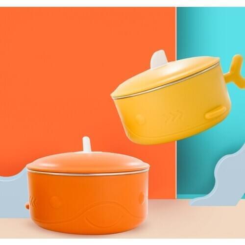 Stainless Steel Lunch Box Sealed Rice Soup Shark Bowl with Lid Handle Food Lunch Container Leak-proof Bento Box