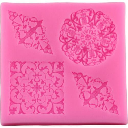 New Arrival Fashion Lace Flower Shape 3D Silicone Mat Fondant Mould Sugarcraft Cake Decorating Tools Cupcake Mold CT857